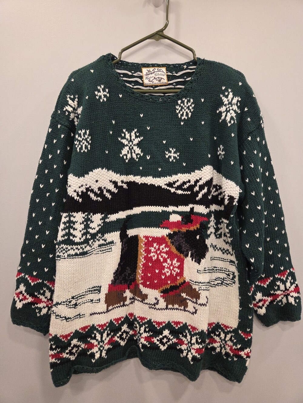 Heirloom Collectibles Vintage 90s Y2K Christmas Knit Sweater Scottie Dog Large